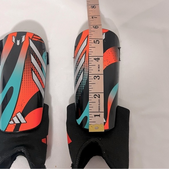 Youth Adidas Bundle of (2) Shin Guards Messi Soccer Blue/White, Orange/Turquoise - Picture 7 of 7